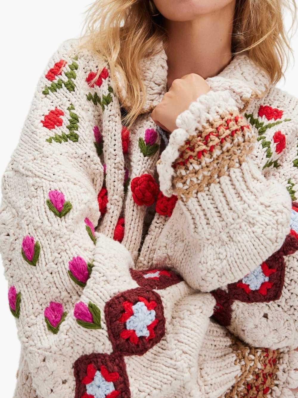 Free People Oversize Rosebud Cardigan - Picture 4 of 16
